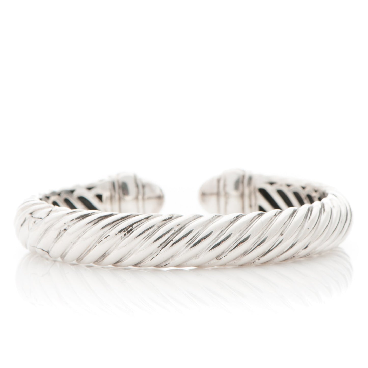 Sterling Silver Diamond 10mm Sculpted Cable Bracelet