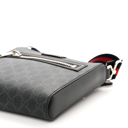 Gucci GG Supreme Monogram Web Small Flat Messenger Bag Black Grey 9 of 9