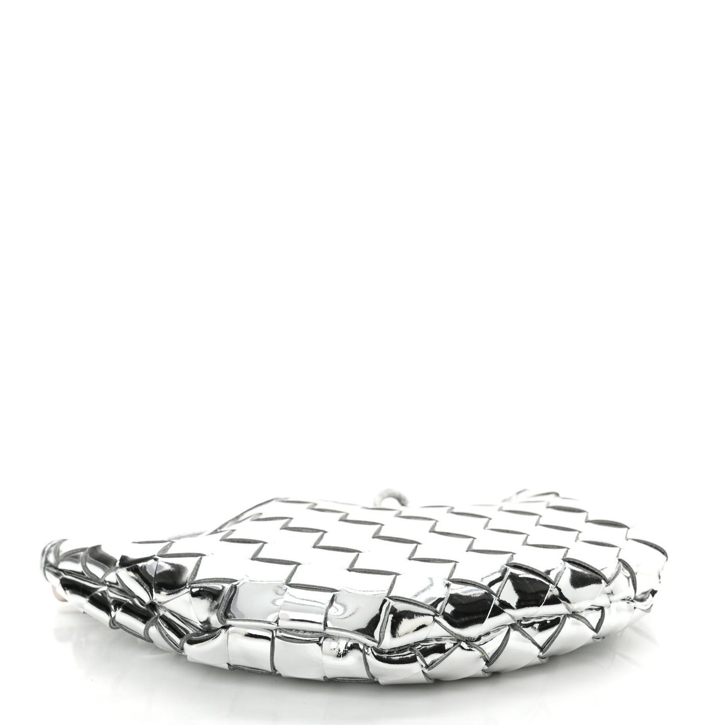 Mirror Laminated Nappa Intrecciato Mini Sardine Bag Silver