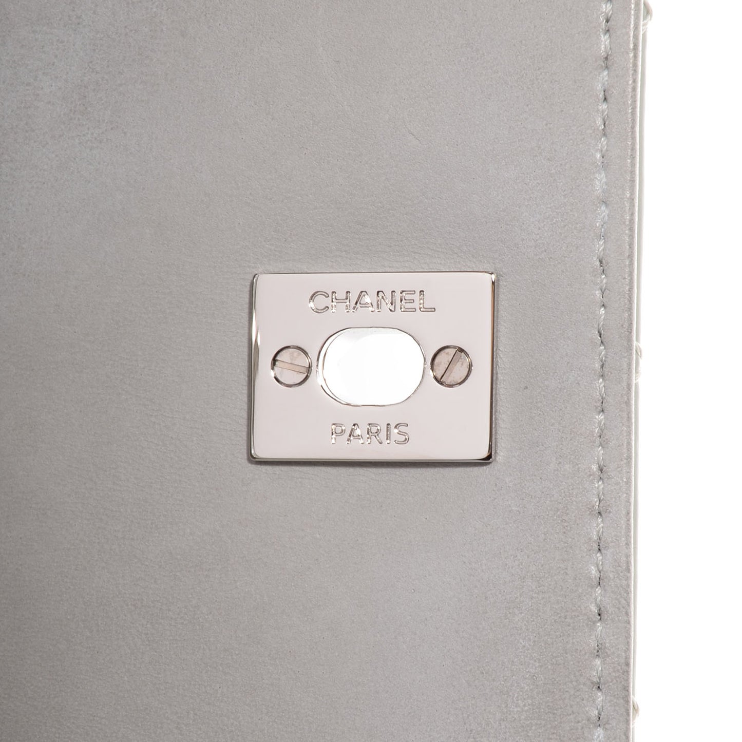 Vinyl Quilted In the Business Flap Bag Light Grey