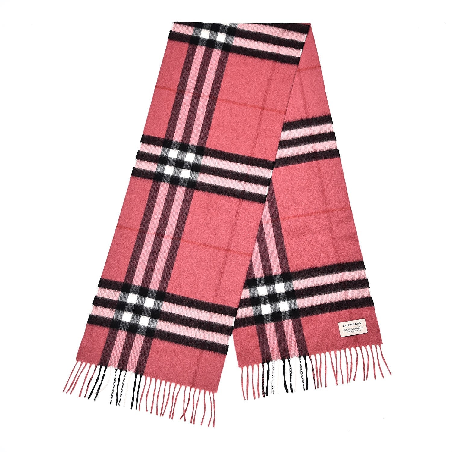 Burberry Cashmere Giant Check Fringe Scarf Pink 3 of 6