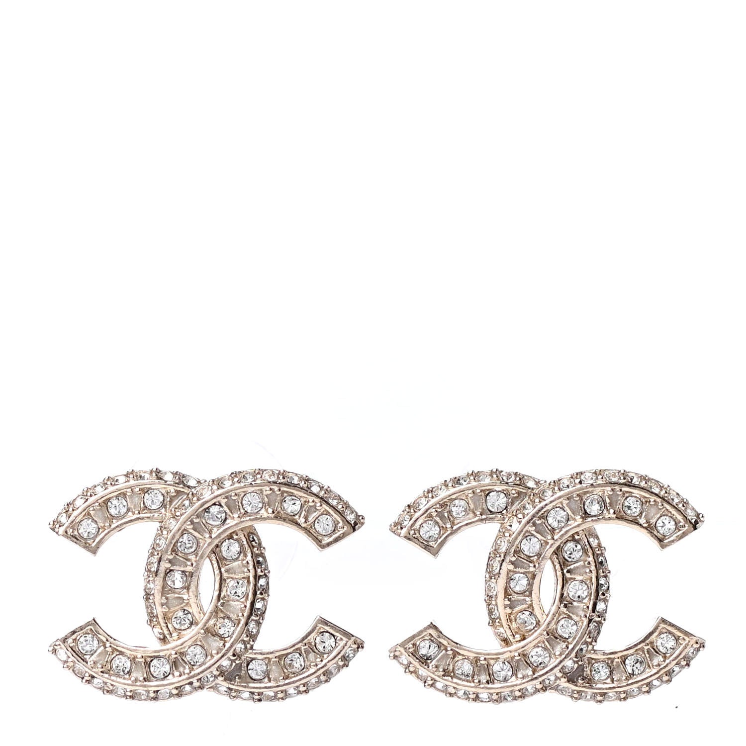 Chanel Crystal Timeless CC Earrings Light Gold 1 of 4