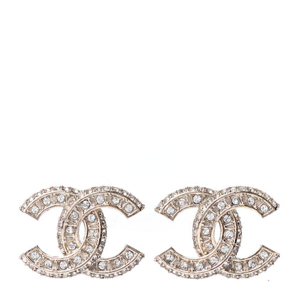 Chanel Crystal Timeless CC Earrings Light Gold 1 of 4