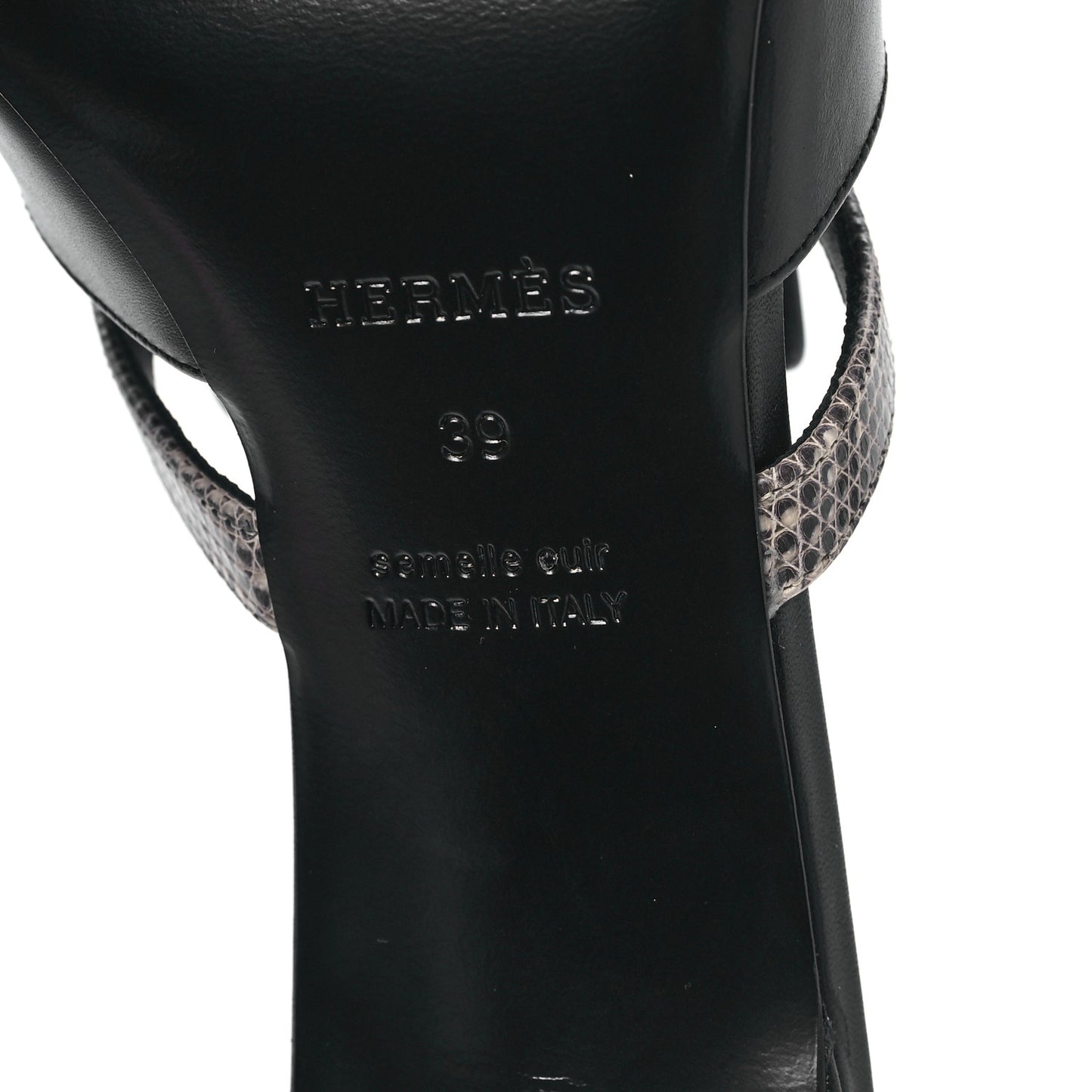 Lambskin Lizard Cute Sandals 39 Black Ombre