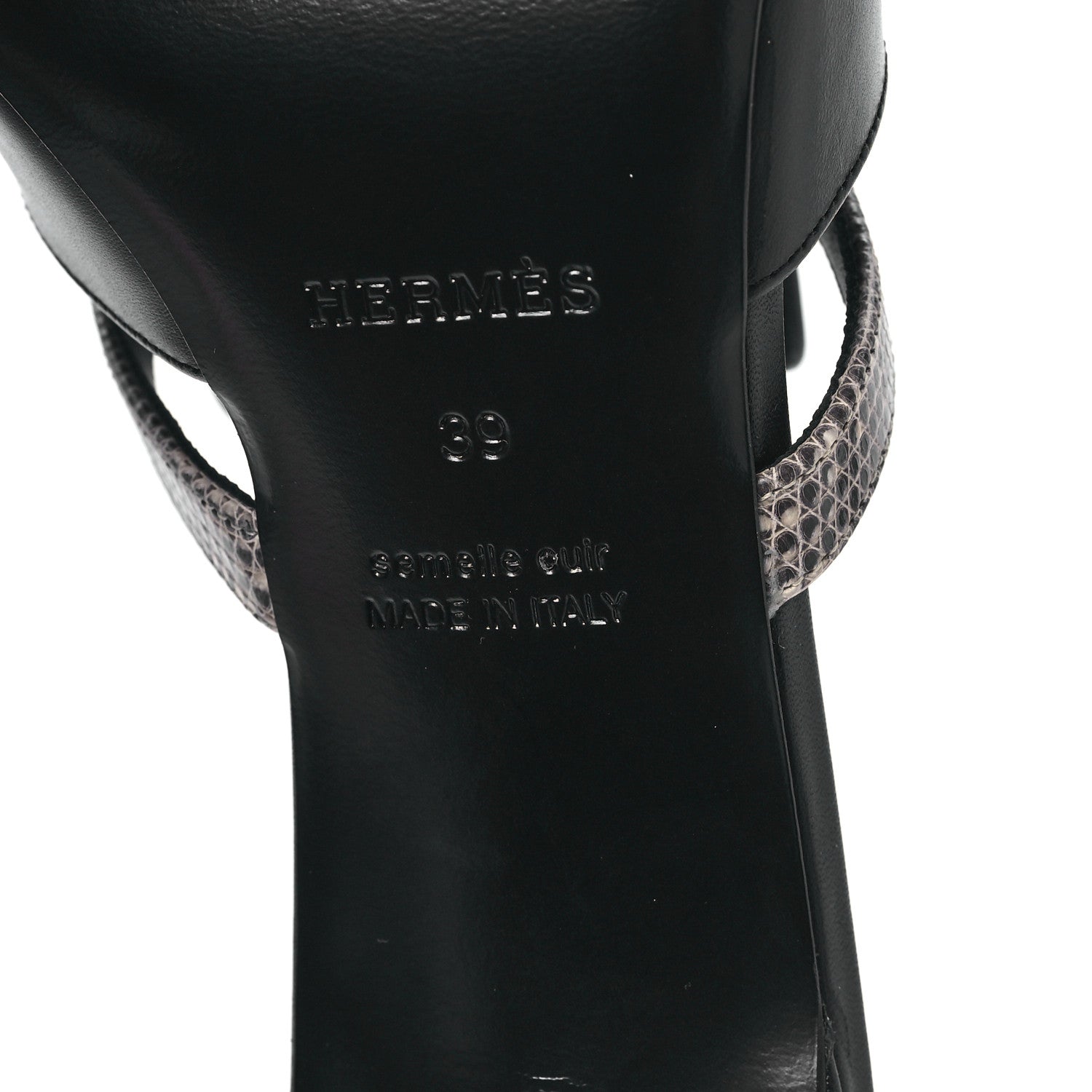 Hermes Lambskin Lizard Cute Sandals 39 Black Ombre 6 of 10