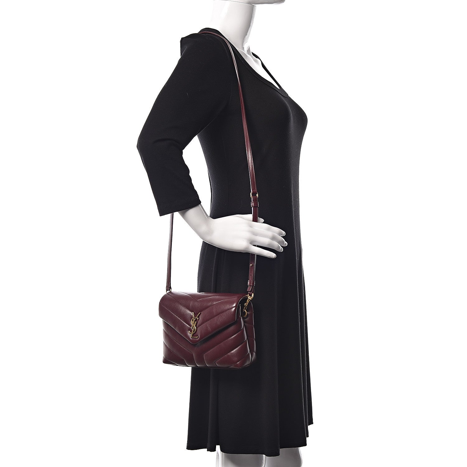 Saint Laurent Calfskin Y Quilted Monogram Toy Loulou Monogram Crossbody Bag Rouge Legion 2 of 9