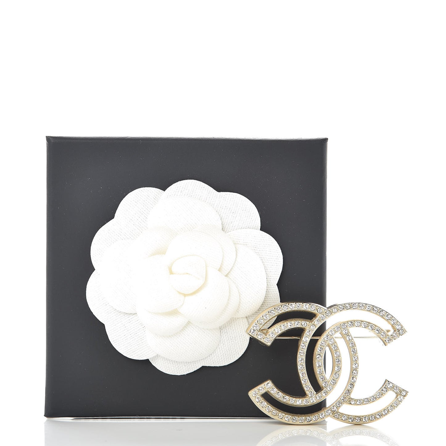 Crystal CC Brooch Gold