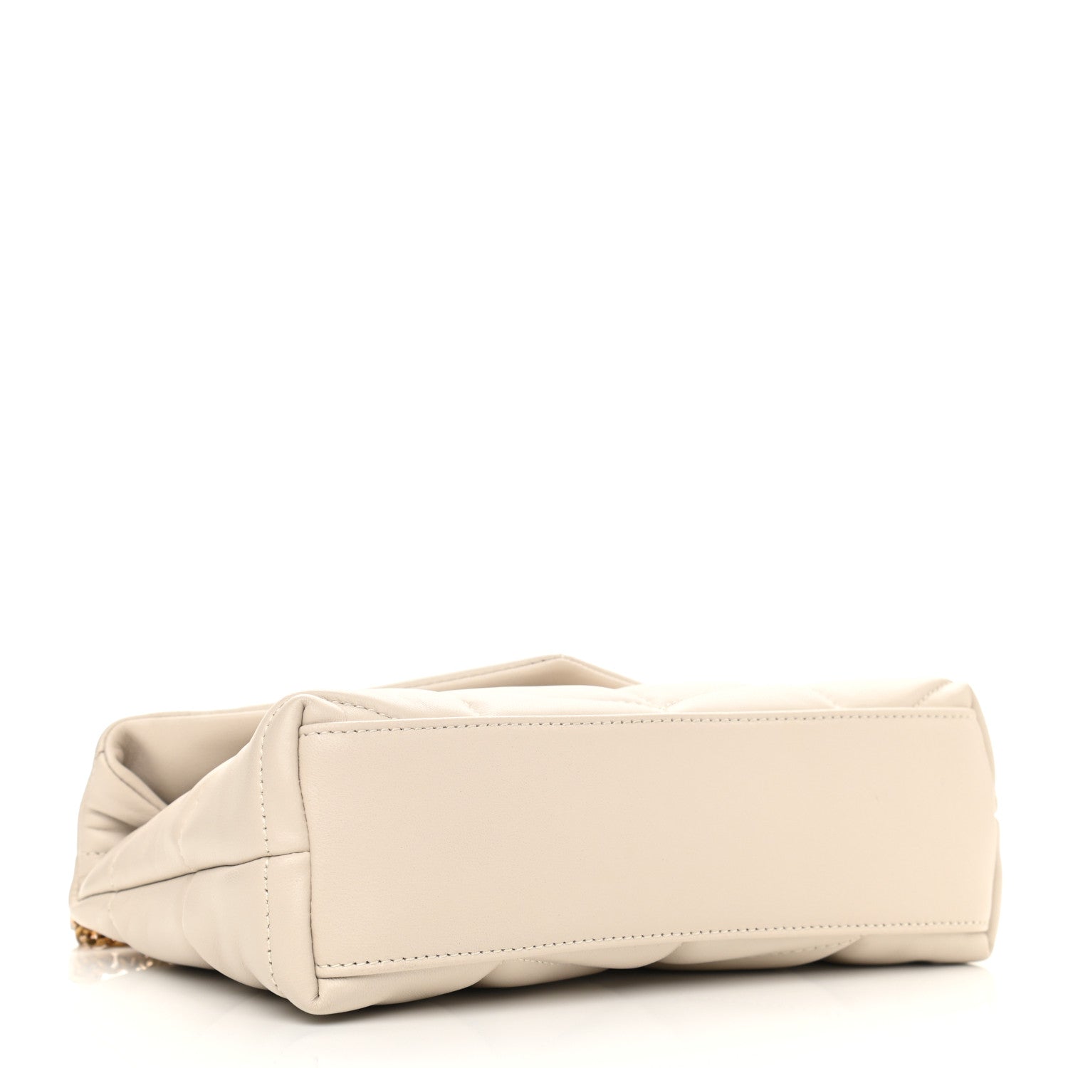 Saint Laurent Lambskin Quilted Toy Loulou Puffer Monogram Chain Satchel Blanc Vintage 3 of 11