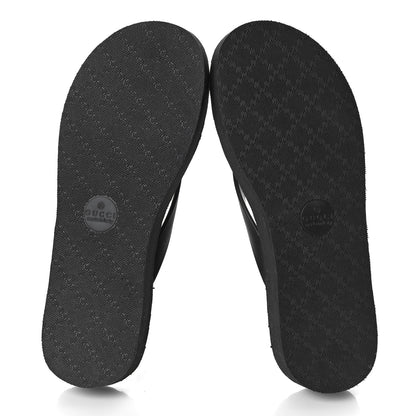 Gucci Rubber Chevron Womens GG Thong Sandals 37 Black 6 of 9