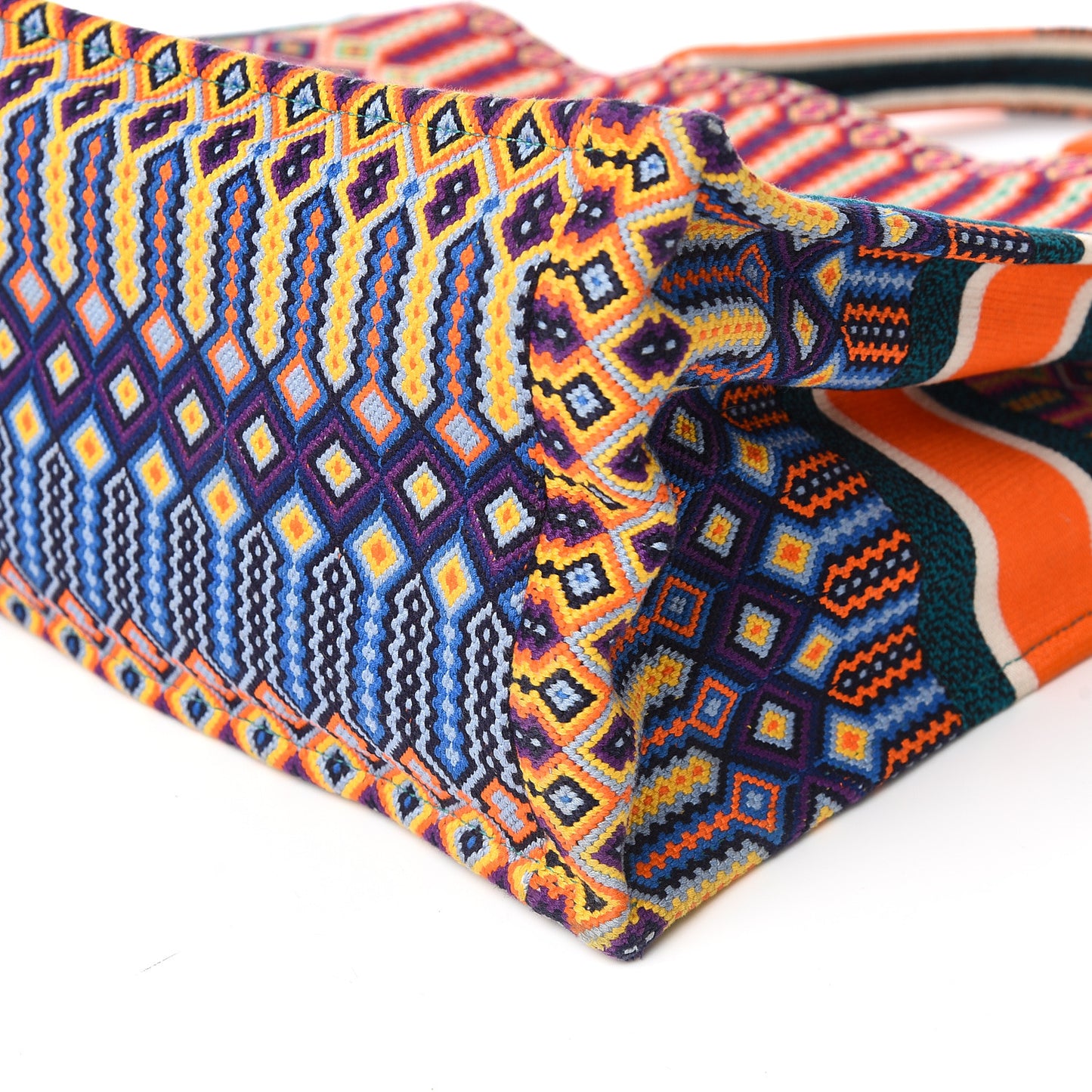 Canvas Embroidered Large Book Tote Orange Multicolor