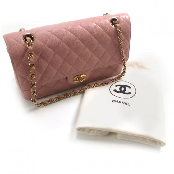 Caviar Medium Double Flap Pink
