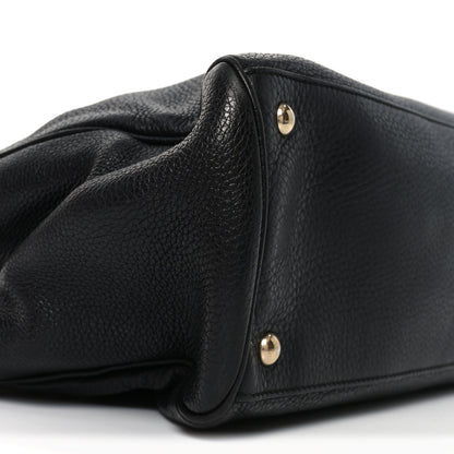 Gucci Pebbled Calfskin Medium Bamboo Shopper Tote Black 9 of 10