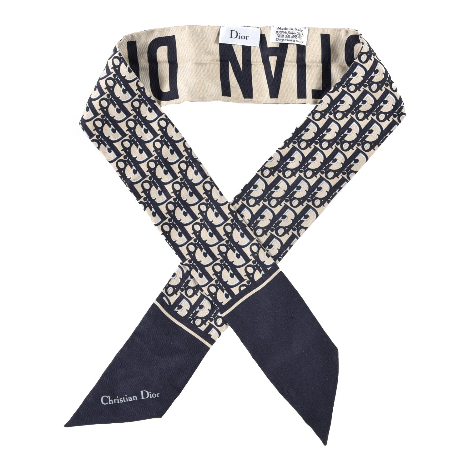 Christian Dior Silk Oblique Mitzah Scarf Blue 1 of 3