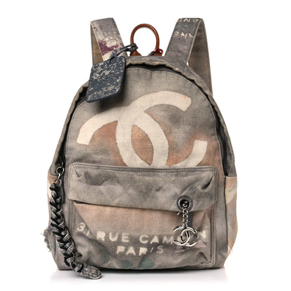 Chanel Graffiti Printed Canvas Medium Backpack Grey 3 of 17