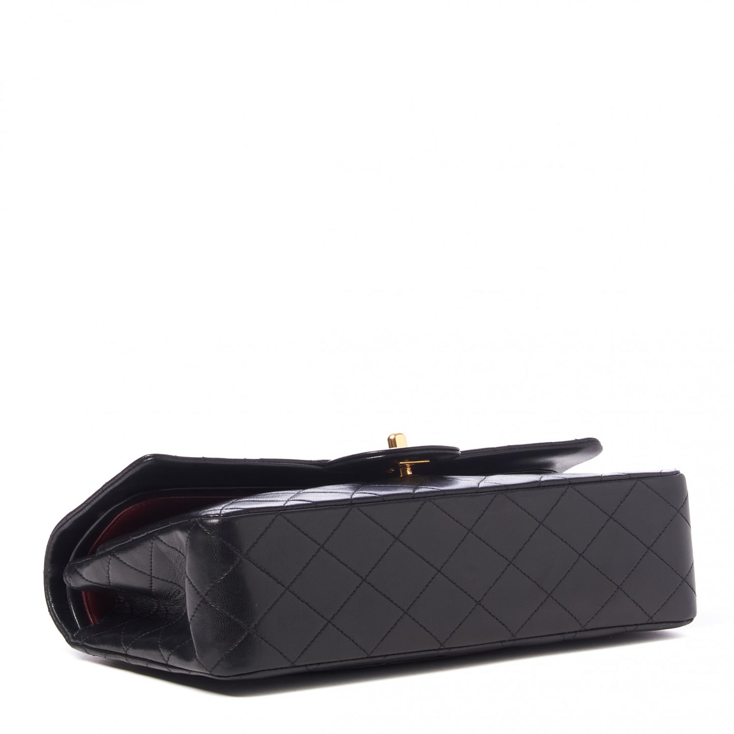 Lambskin Quilted Medium Double Flap Black