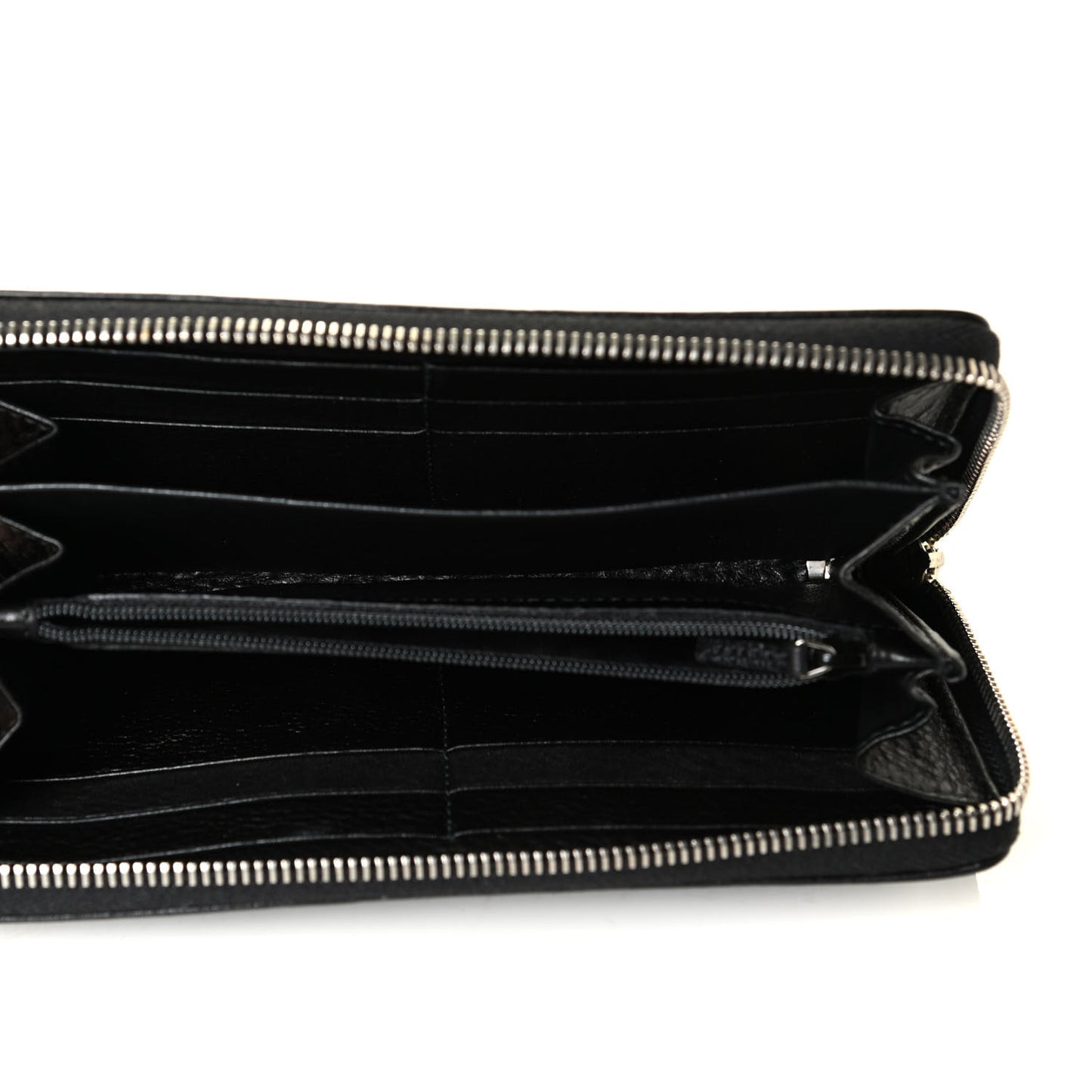 Pebbled Calfskin Zip Around Wallet Black