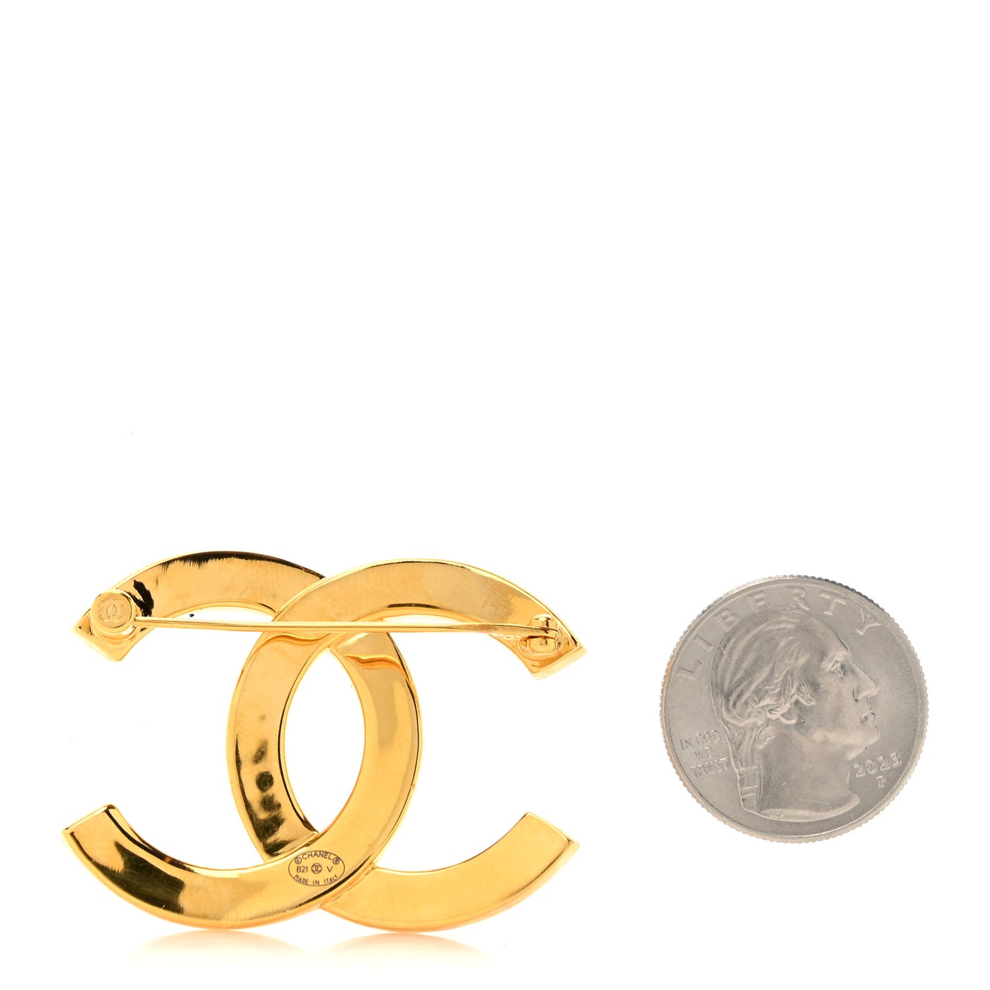 Metal Paris Button CC Large Brooch Gold