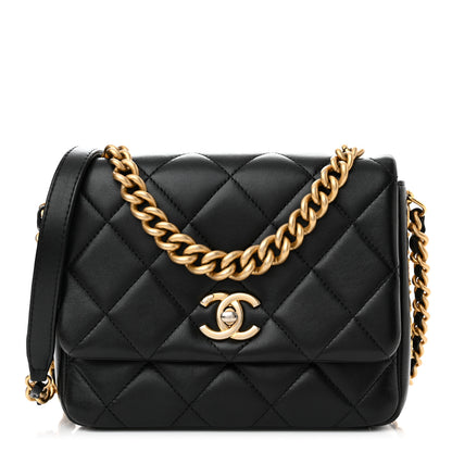 Chanel Lambskin Quilted Small Side Note Flap Black 1 of 11