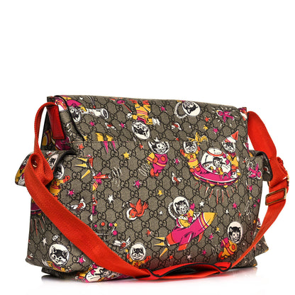 Gucci GG Supreme Monogram Space Cats Diaper Bag Orange 4 of 13