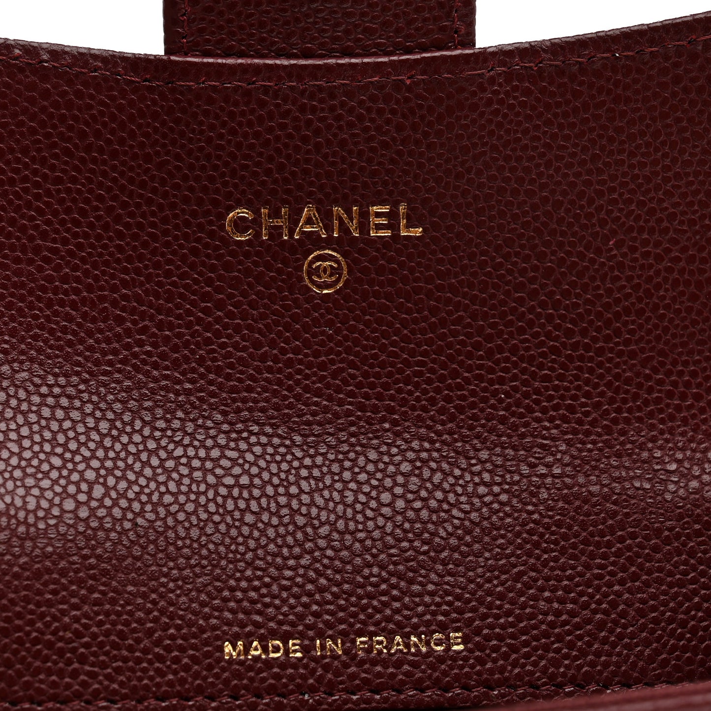 Caviar Quilted Flap Card Holder Wallet Burgundy