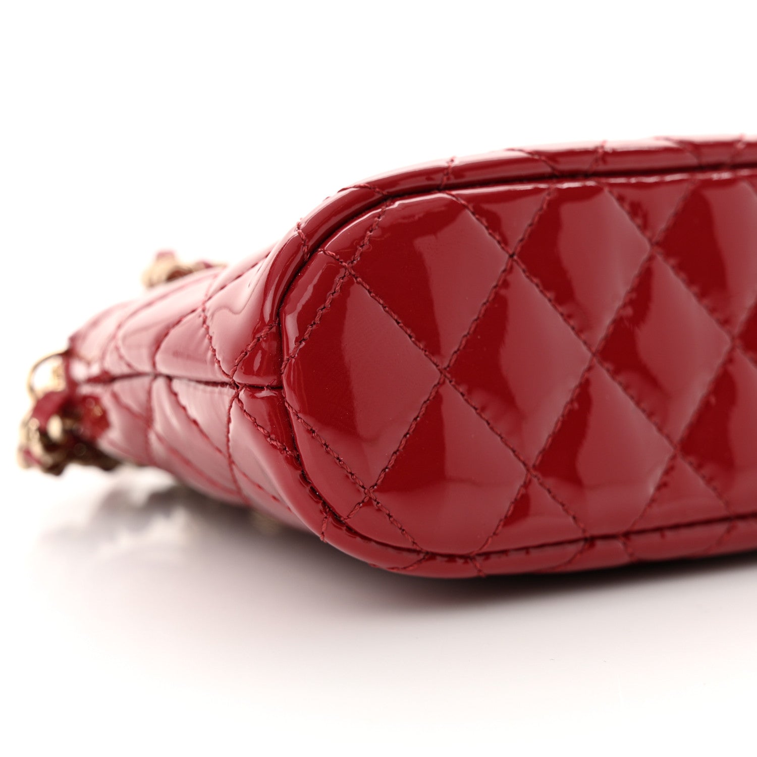 Chanel Patent Calfskin Quilted Shiny Coco Clutch With Chain Red 9 of 11