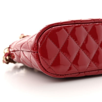 Chanel Patent Calfskin Quilted Shiny Coco Clutch With Chain Red 9 of 11