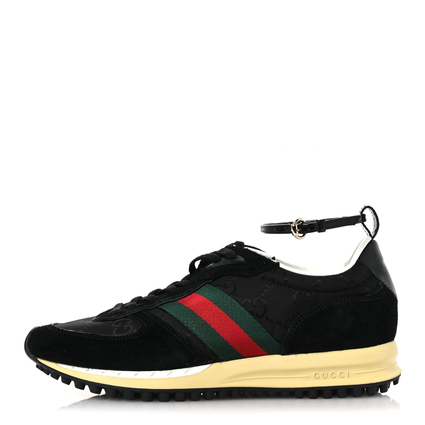 GG Suede Monogram Web Re-Motion Sneakers 38 Black