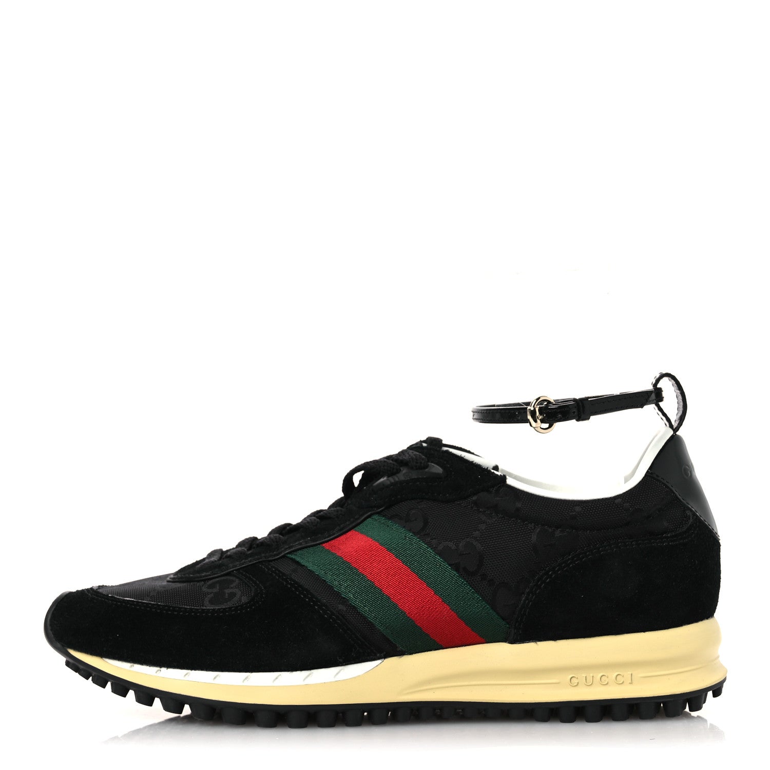 Gucci GG Suede Monogram Web Re-Motion Sneakers 38 Black 1 of 11