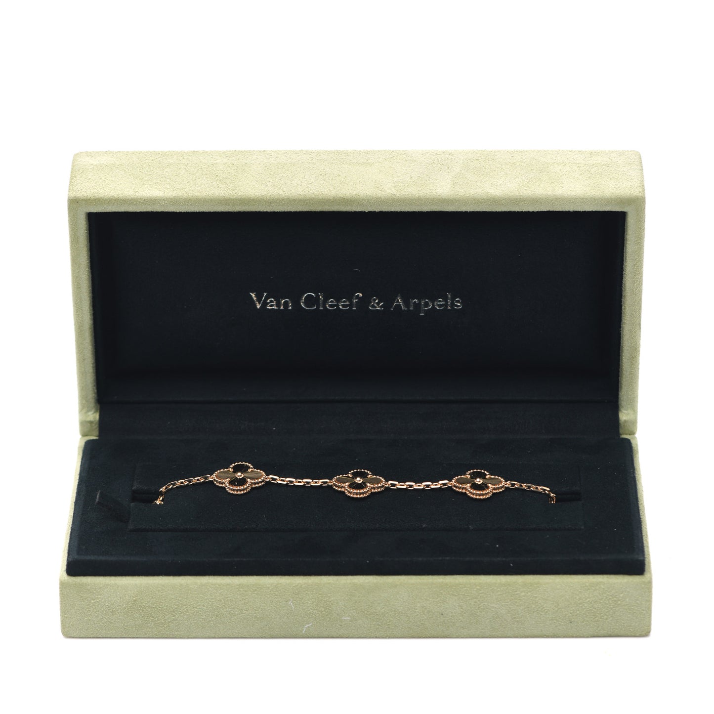 18K Yellow Gold 5 Motifs Guilloche Vintage Alhambra Bracelet