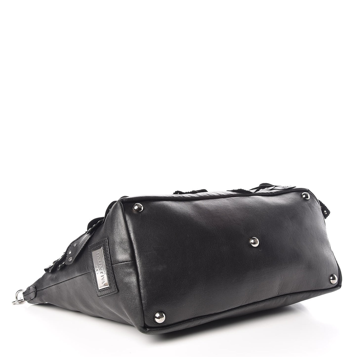 Nappa Studded Rosette Tote Black