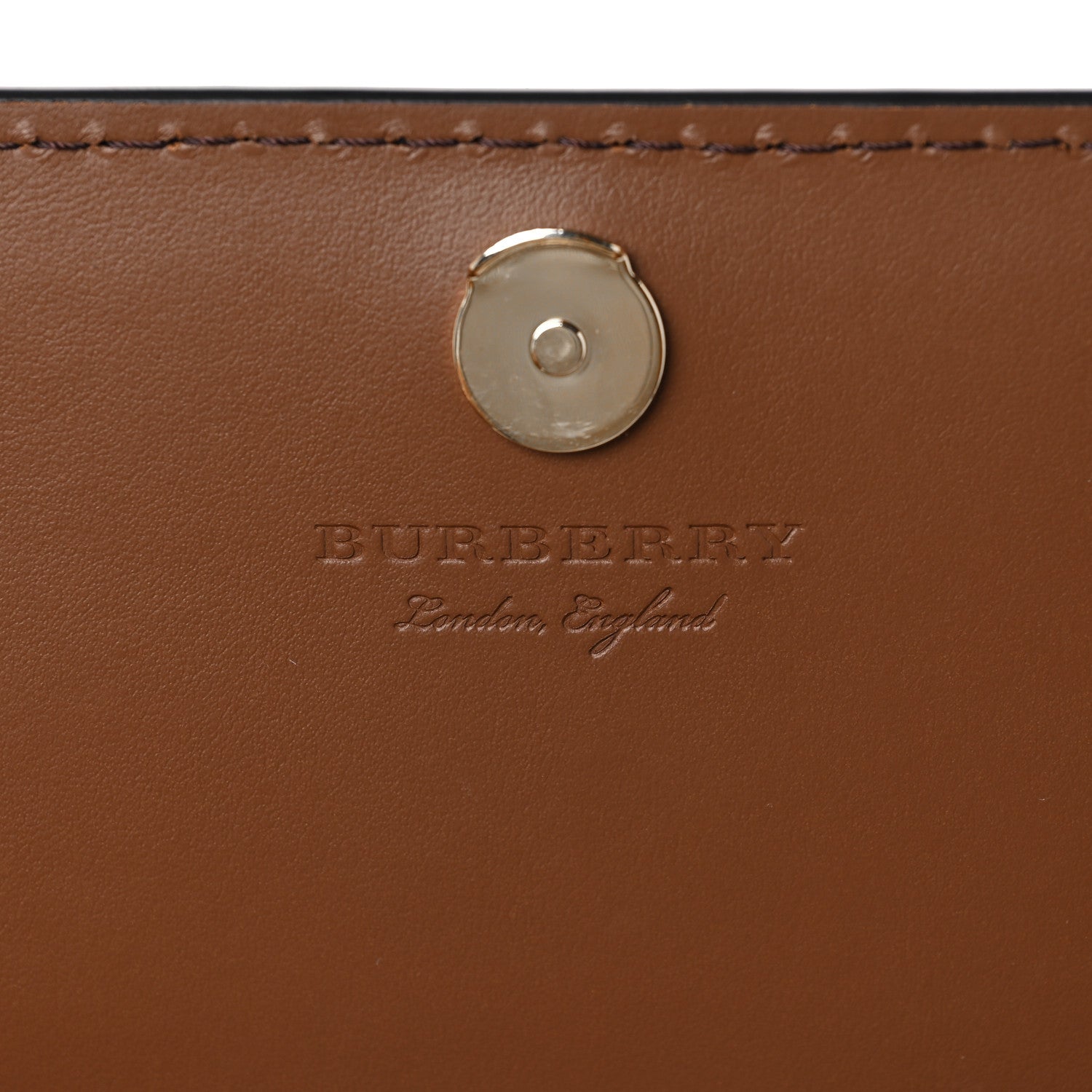 Burberry Grained Calfskin House Check Tartan Mix Hampshire Wallet On Chain Tan 6 of 9