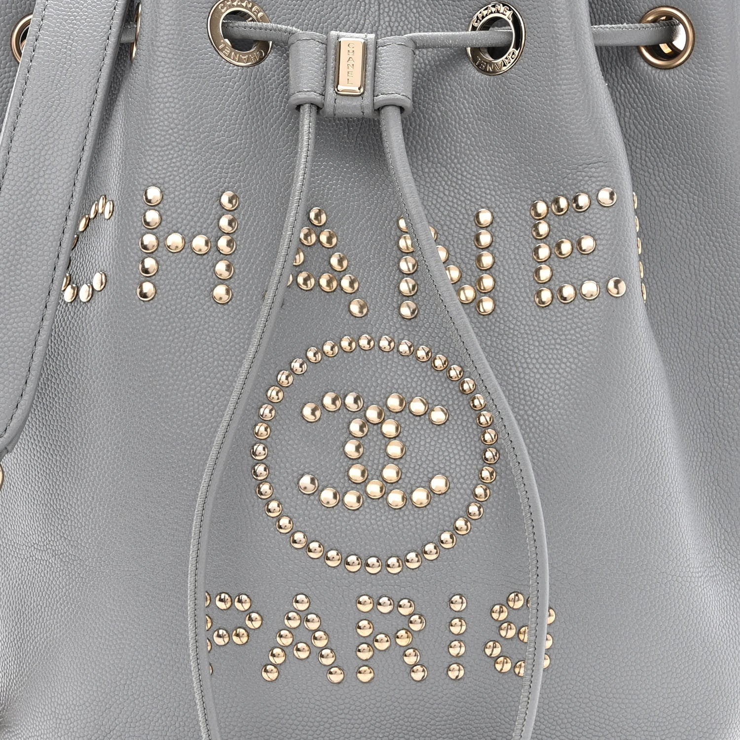 Chanel Caviar Deauville Drawstring Bucket Bag Grey 8 of 10