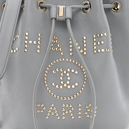 Chanel Caviar Deauville Drawstring Bucket Bag Grey 8 of 10