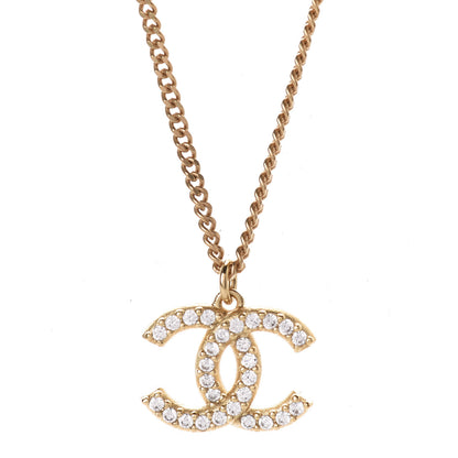Chanel Crystal CC Pendant Necklace Gold 4 of 6