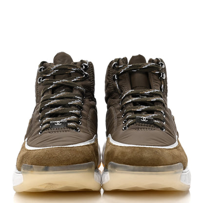 Chanel Fabric Suede Womens CC Sneakers 37.5 Dark Green 2 of 10