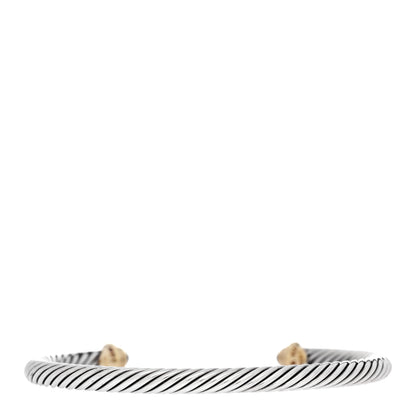 David Yurman Sterling Silver 18K Yellow Gold Blue Sapphire 4mm Cable Classics Bracelet 2 of 3
