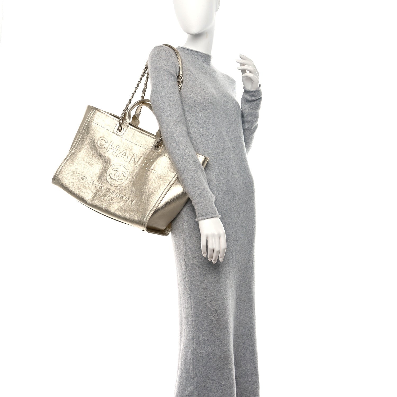 Chanel Metallic Calfskin Medium Deauville Tote Gold 2 of 10