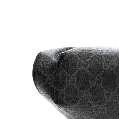 Gucci GG Supreme Monogram Appia Calfskin Web Flat Messenger Bag Black Grey 15 of 15