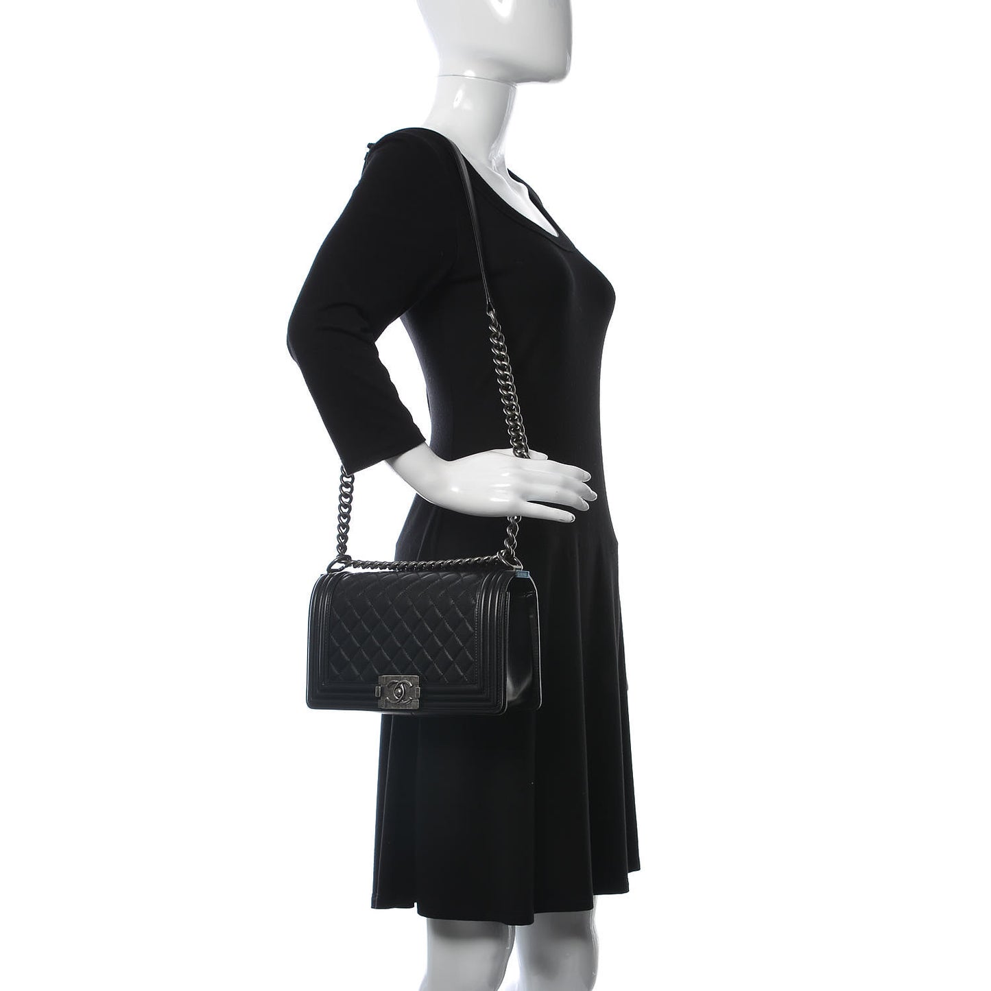 Lambskin Quilted Medium Boy Flap Black