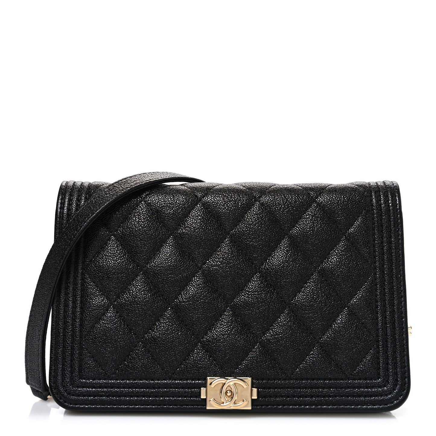 Caviar Quilted Boy Wallet On Chain WOC Black