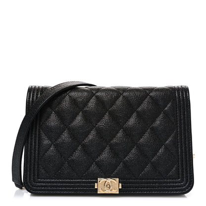 Chanel Caviar Quilted Boy Wallet On Chain WOC Black 1 of 12