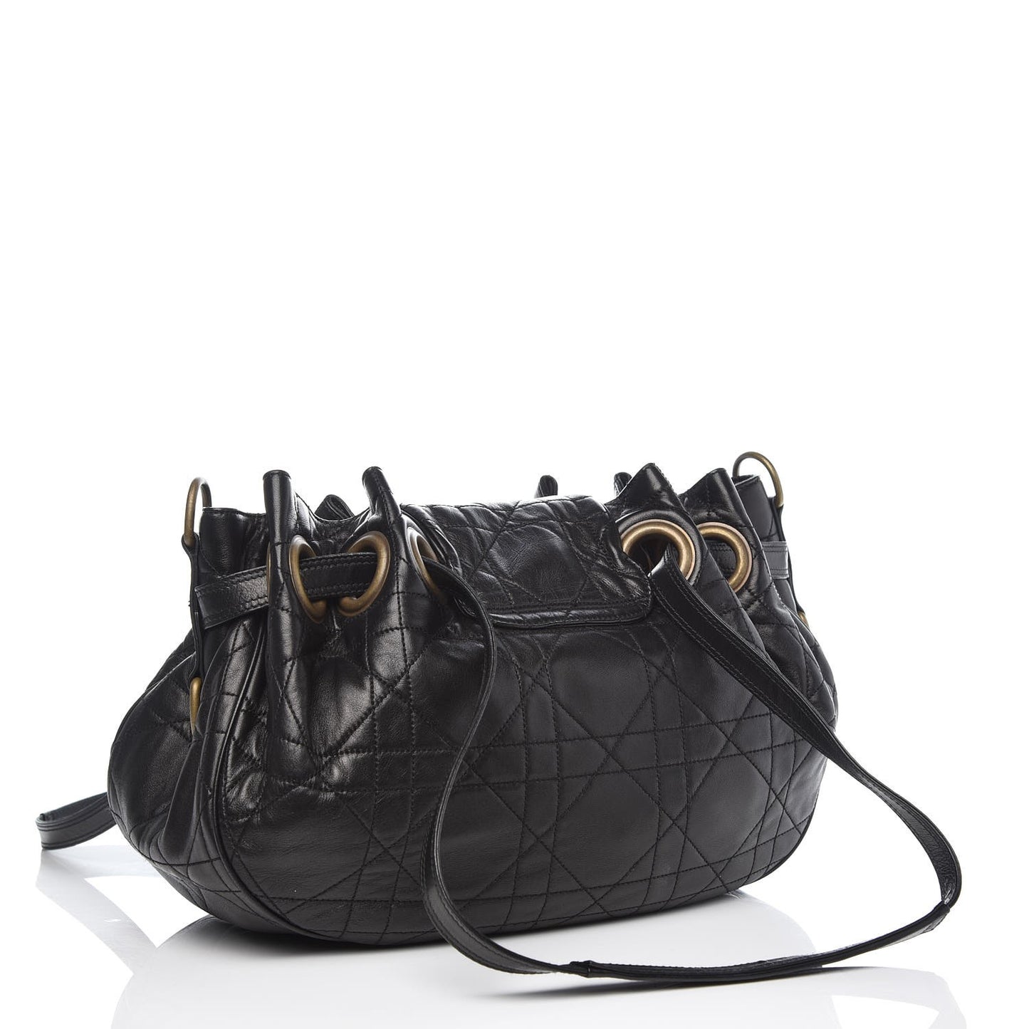 Lambskin Cannage Flap Shoulder Bag Black