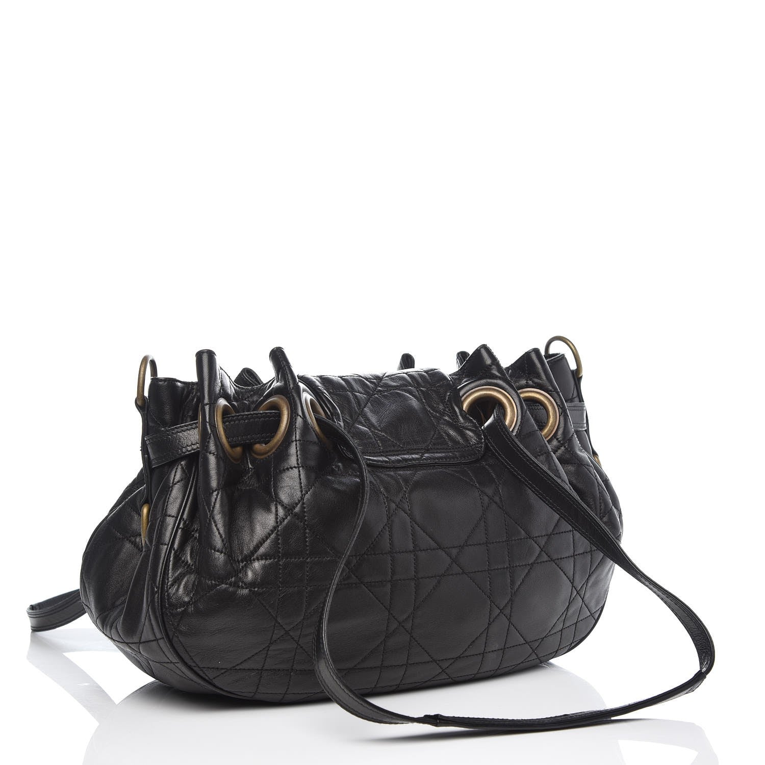 Christian Dior Lambskin Cannage Flap Shoulder Bag Black 3 of 7