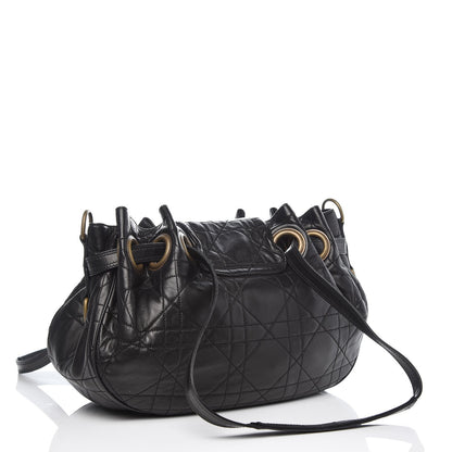 Christian Dior Lambskin Cannage Flap Shoulder Bag Black 3 of 7