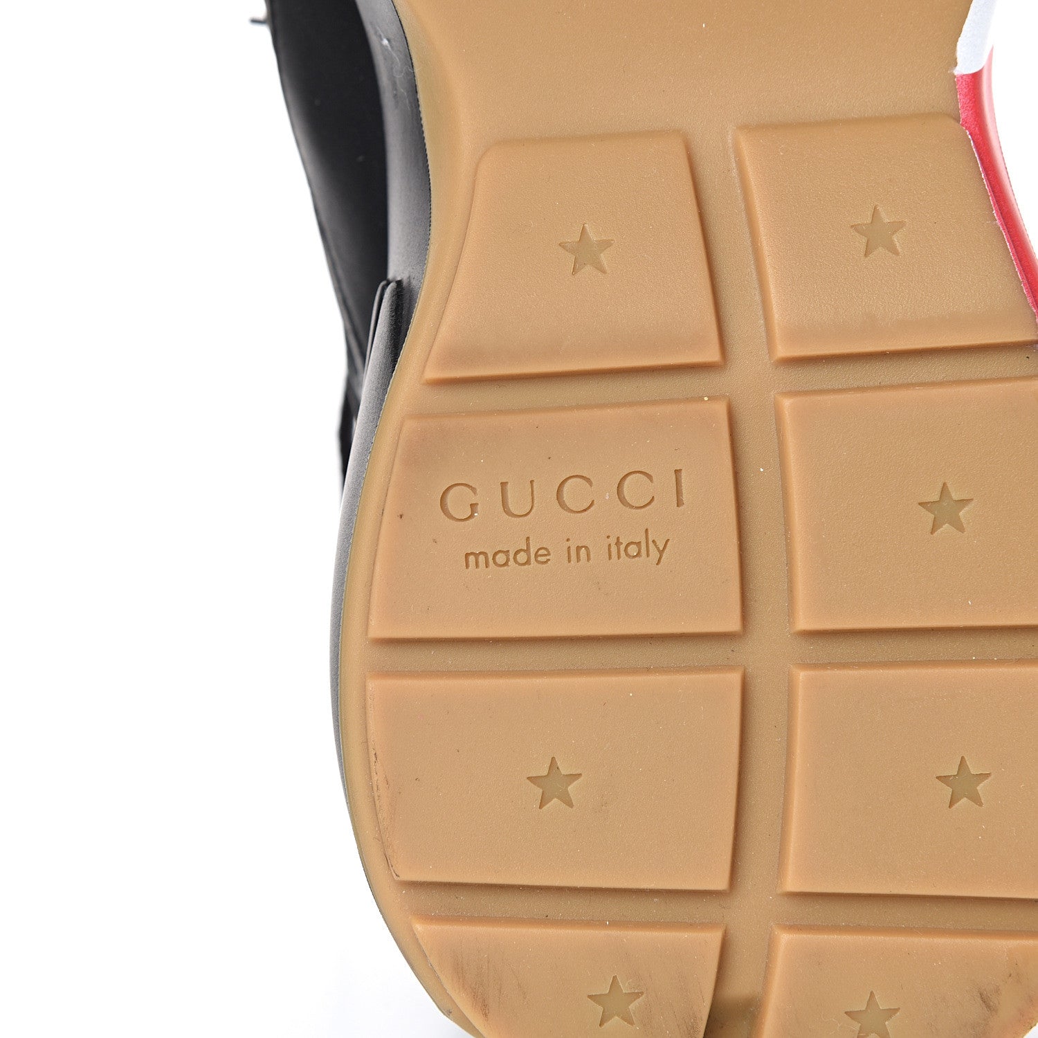 Gucci Calfskin Web Printed Mens Rhyton Sneakers 8 Black 6 of 10