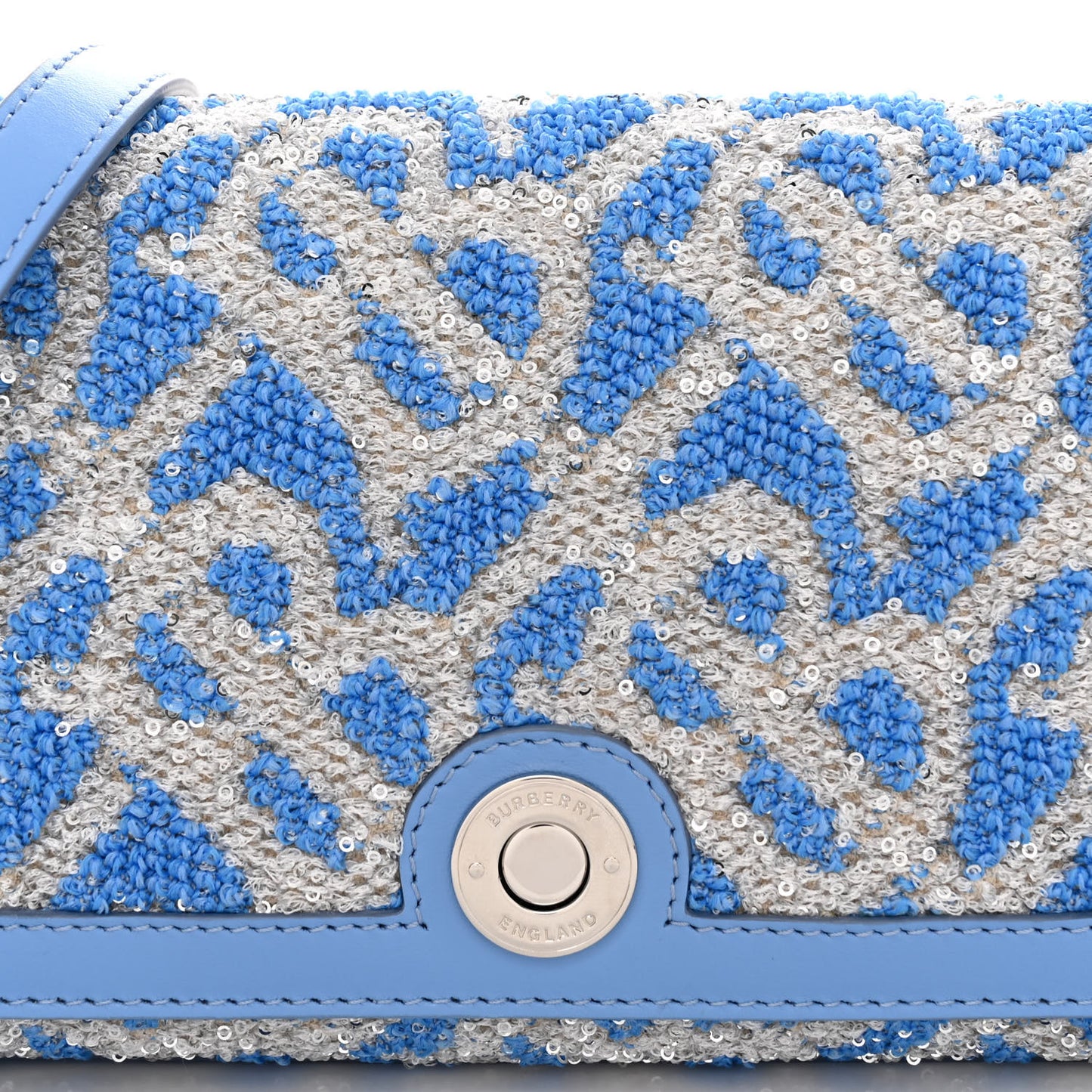 Yarn Sequin Embellished TB Small Note Top Handle Shoulder Bag Blue