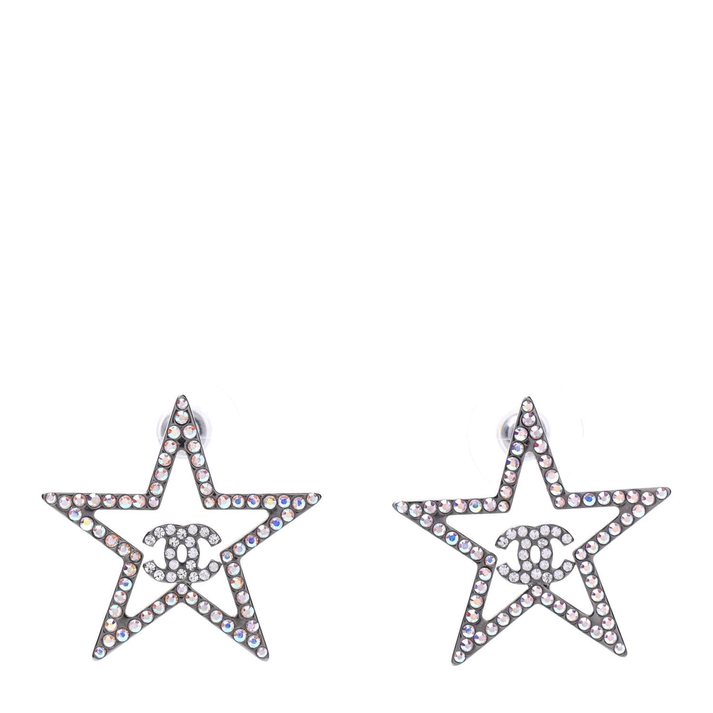 Ruthenium Crystal Star CC Earrings Iridescent Pink