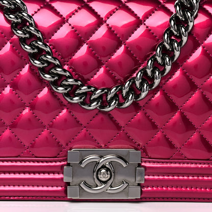 Chanel Metallic Patent Calfskin Quilted Medium Boy Flap Pink 8 of 10