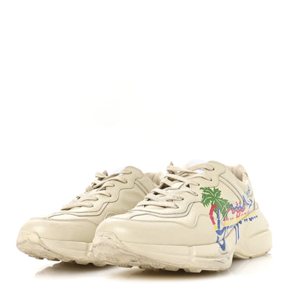 Gucci Calfskin Hawaii Printed Mens Rhyton Sneakers 8 White 4 of 8