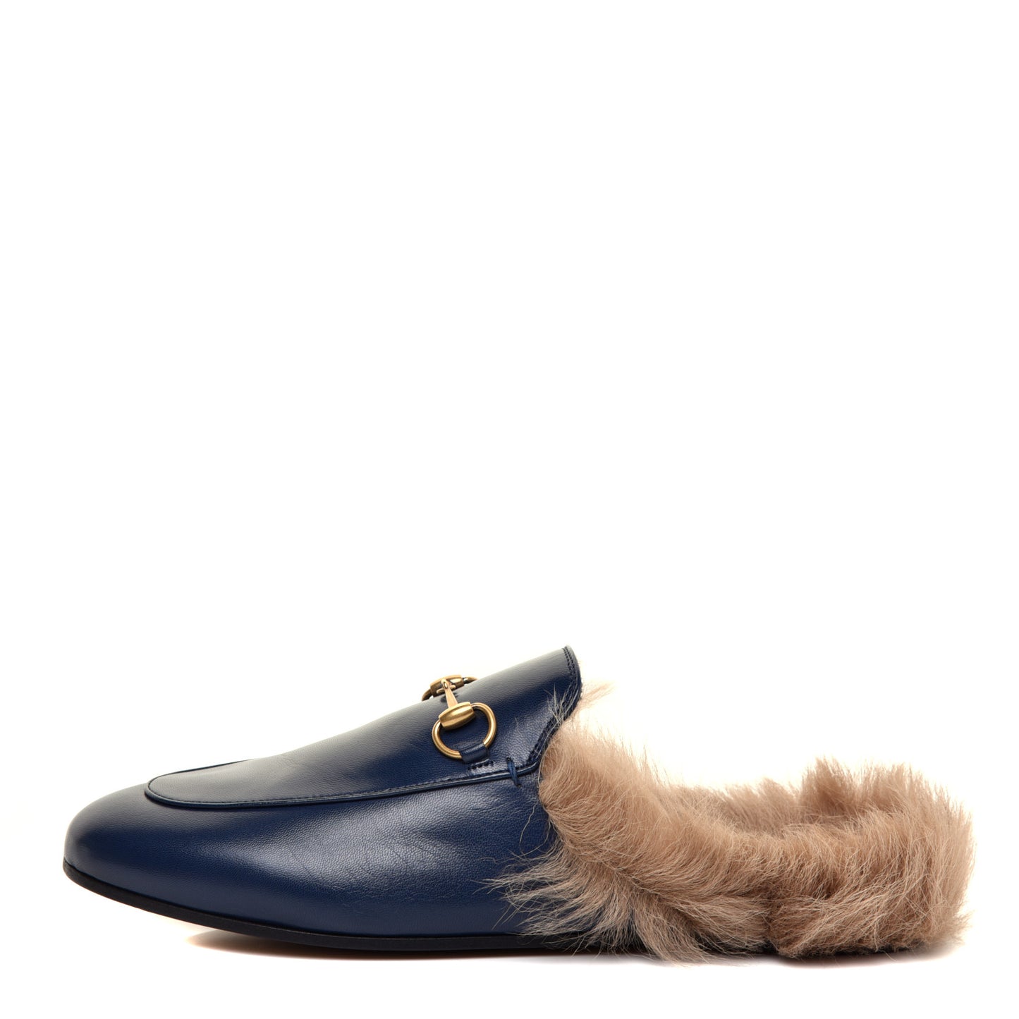 Malaga Kid Fur Womens Princetown Slippers 39 Blue Agata